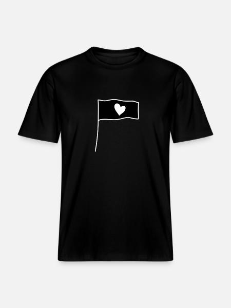 Flag Heart Love Symbol Shape -  RELAXED FIT Unisex Organic T-Shirt - black