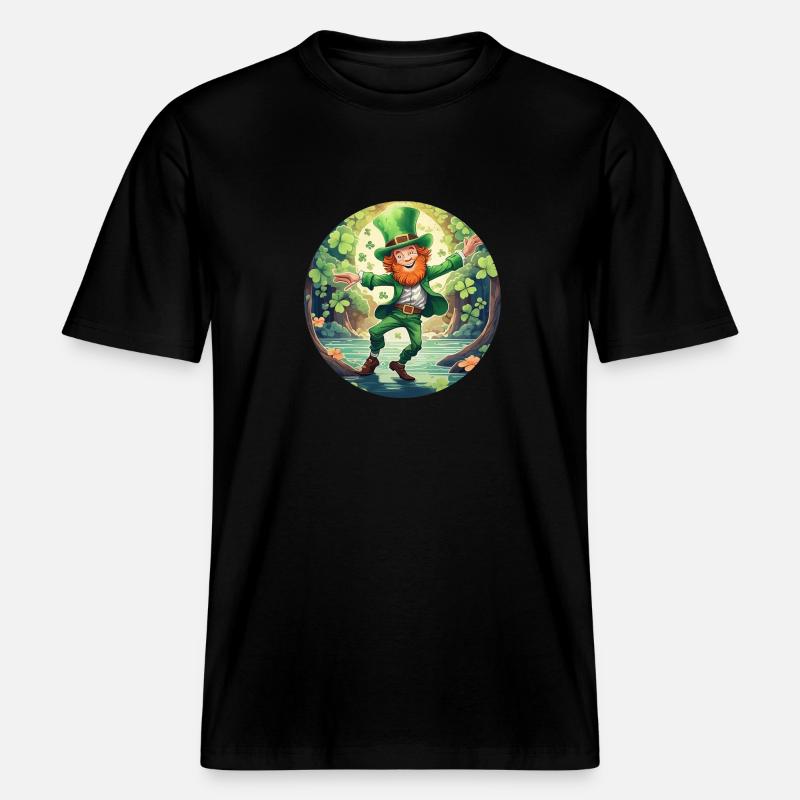 Danse trèfle de la Saint-Patrick -  T-shirt unisexe RELAXED FIT en coton bio - noir