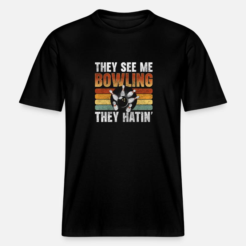 Bowler Strike Split Freizeit - RELAXED FIT Unisex Organic T-Shirt - Schwarz