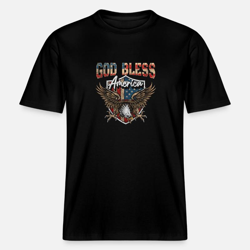 Drapeau de l’Amérique Eagle Américain - T-shirt unisexe RELAXED FIT en coton bio - noir