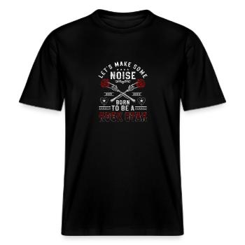 Rock Music Singer -  RELAXED FIT Unisex Organic T-Shirt - black - Front - Alina (178cm) & Michal (187cm)