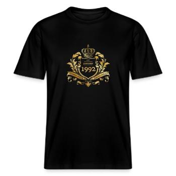 33rd Birthday Semper Verum - Established 01/1992 -  RELAXED FIT Unisex Organic T-Shirt - black - Front - Alina (178cm) & Michal (187cm)
