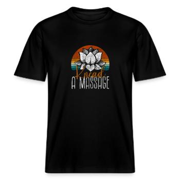 Wellness Meditation Erholung Wellness Queen -  RELAXED FIT Unisex Organic T-Shirt - Schwarz - Vorne - Alina (178cm) & Michal (187cm)