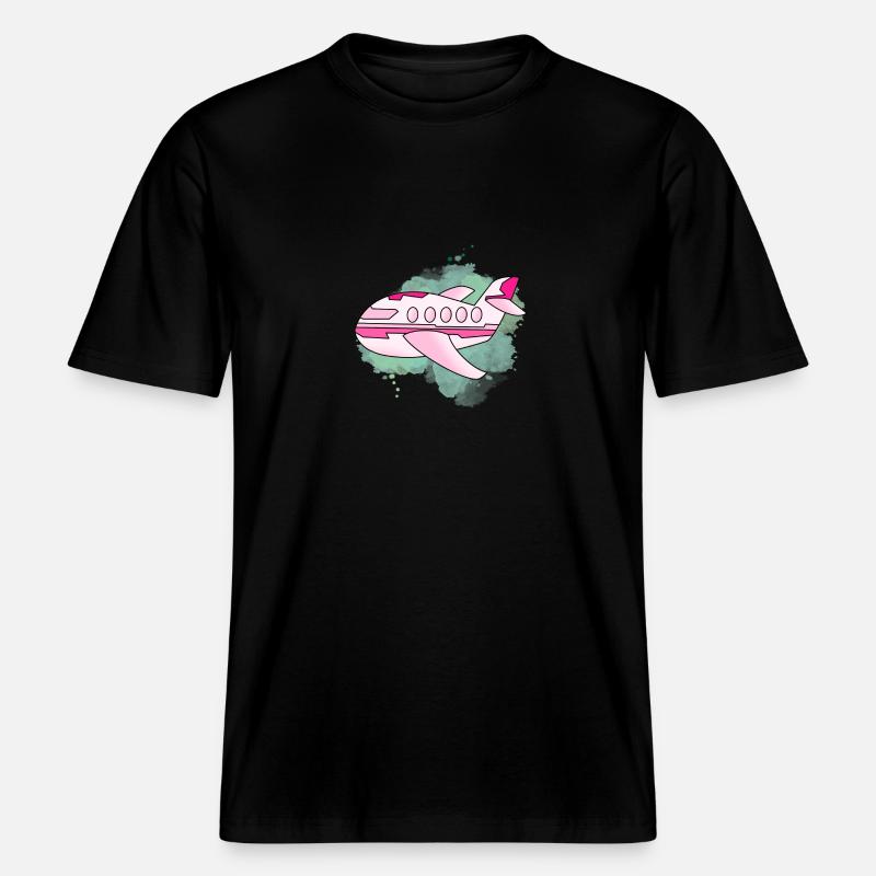Flugzeug - RELAXED FIT Unisex Organic T-Shirt - Schwarz