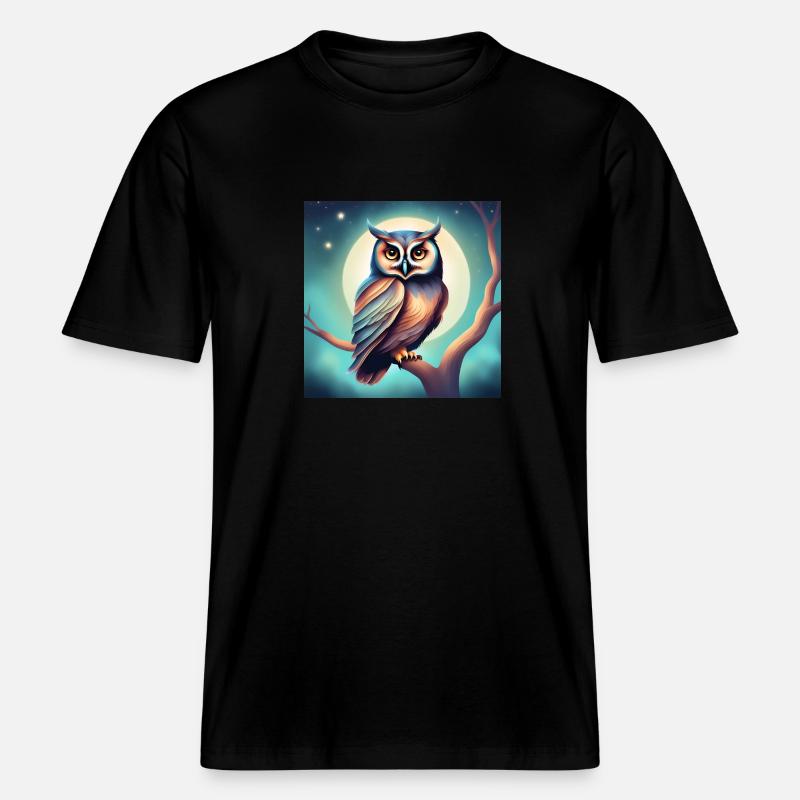 Eule träumerisch Gothic Geschenkidee Nacht -  RELAXED FIT Unisex Organic T-Shirt - Schwarz
