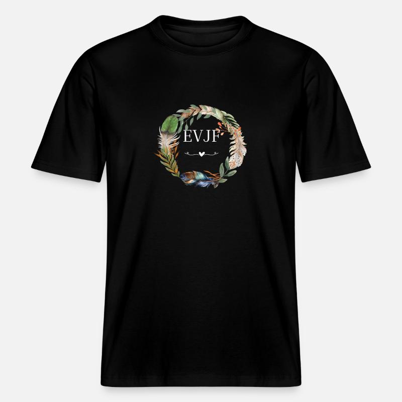 EVJF couronne fleurs boho -  T-shirt unisexe RELAXED FIT en coton bio - noir