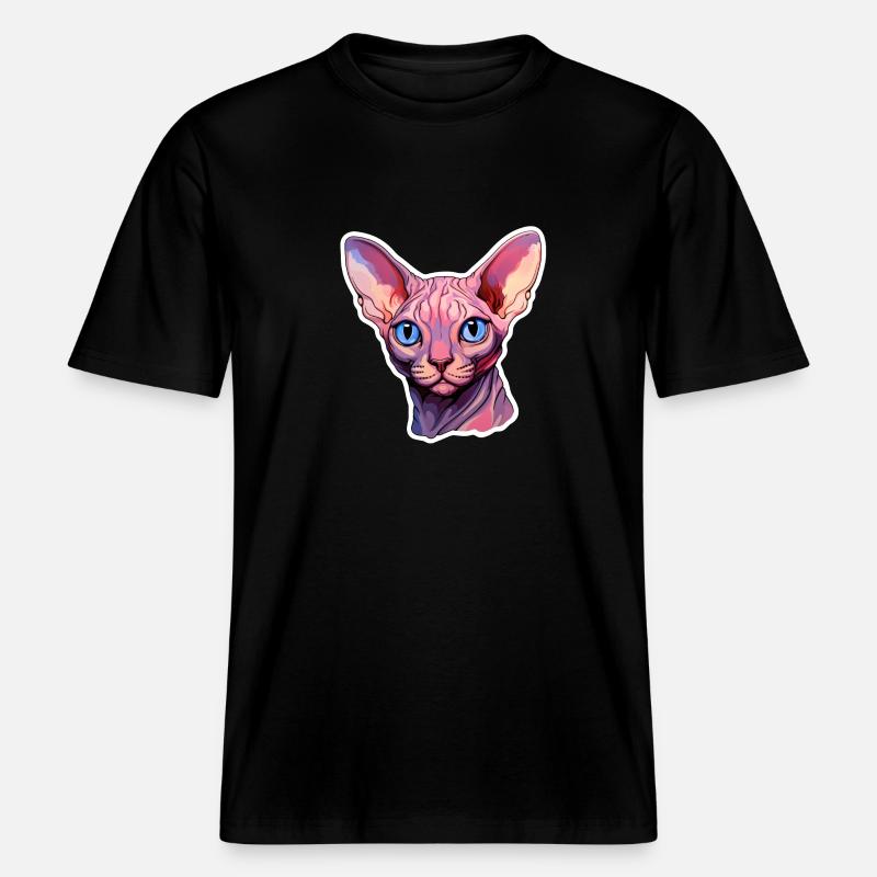 Tête de chat Sphynx - T-shirt unisexe RELAXED FIT en coton bio - noir