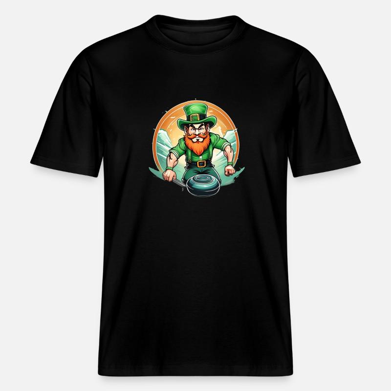 Curling Trèfle de la Saint-Patrick -  T-shirt unisexe RELAXED FIT en coton bio - noir
