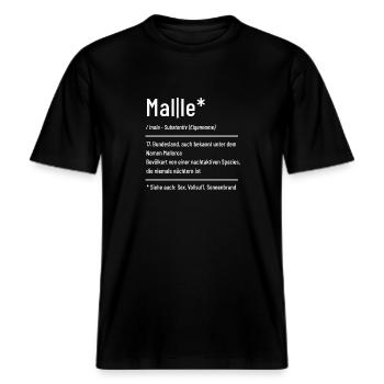 Malle Definition - Mallorca Urlaub - Spruch -  RELAXED FIT Unisex Organic T-Shirt - Schwarz - Vorne - Alina (178cm) & Michal (187cm)