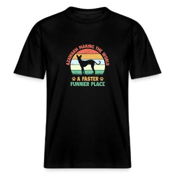 Azawakh Hundebesitzer Arabischer Windhund Tuareg Sloughi -  RELAXED FIT Unisex Organic T-Shirt - Schwarz - Vorne - Alina (178cm) & Michal (187cm)