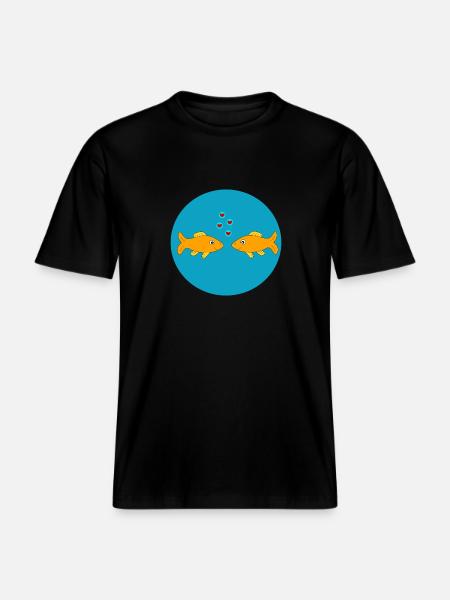 Fisk, Fisk, Fiskeri, Havtaske, Par, Par, Hjerte -  Økologisk unisex T-shirt RELAXED FIT - sort
