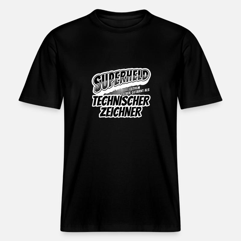 Superheld, clever getarn Technischer Zeichner -  RELAXED FIT Unisex Organic T-Shirt - Schwarz