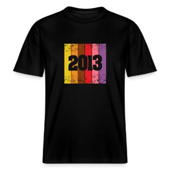 2013 -  RELAXED FIT Unisex Organic T-Shirt - black - Front - Alina (178cm) & Michal (187cm)
