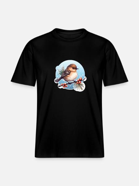 Braunkehlchen im Winter - RELAXED FIT Unisex Organic T-Shirt - Schwarz