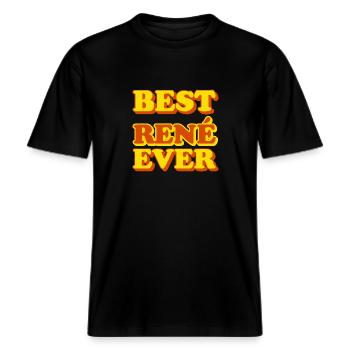 Lustiges Geschenk mit Vornamen René -  RELAXED FIT Unisex Organic T-Shirt - Schwarz - Vorne - Alina (178cm) & Michal (187cm)