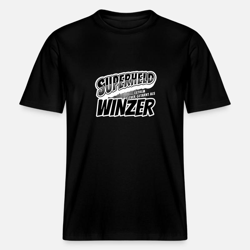 Superheld, clever getarnt als Winzer -  RELAXED FIT Unisex Organic T-Shirt - Schwarz