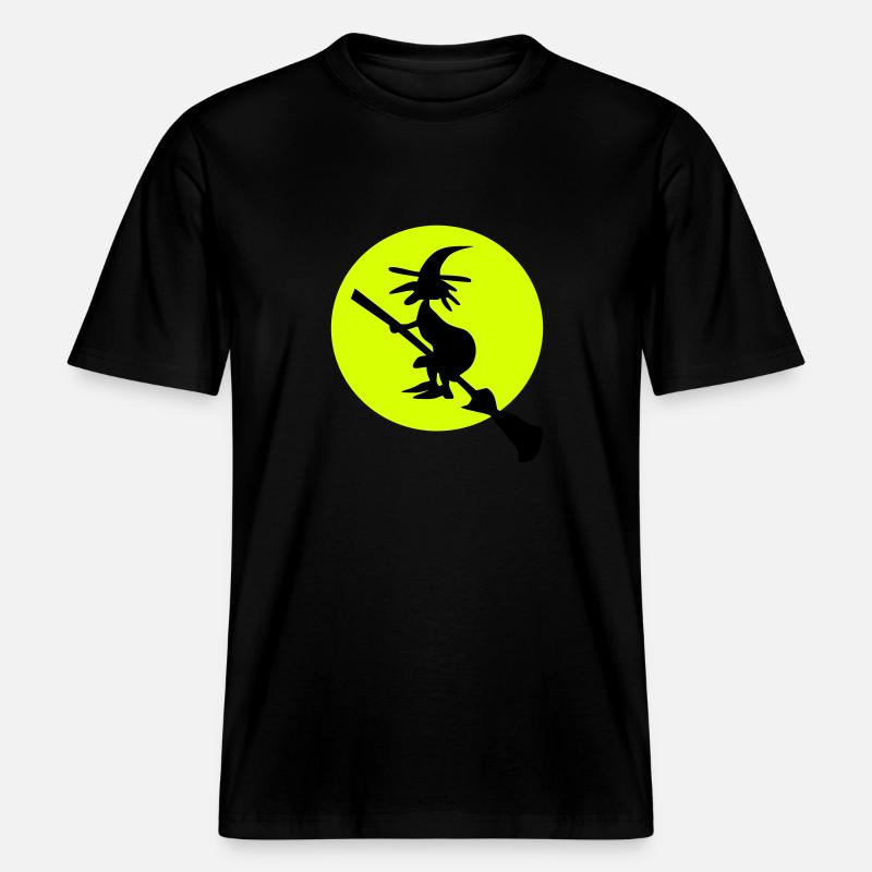 witch and full moon -  RELAXED FIT Unisex Organic T-Shirt - black