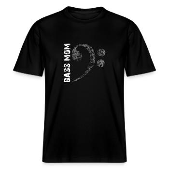 Bass Mom - Mom Plays Bass - Bass Clef -  RELAXED FIT Unisex Organic T-Shirt - black - Front - Alina (178cm) & Michal (187cm)