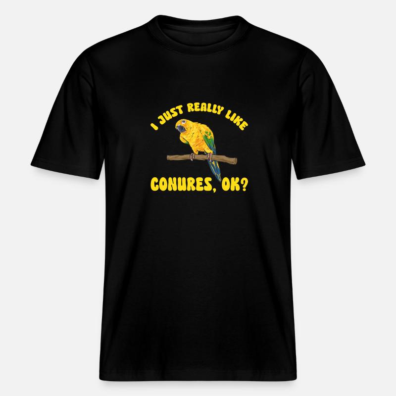 Perruche, Perroquet, Perruche, Oiseau -  T-shirt unisexe RELAXED FIT en coton bio - noir
