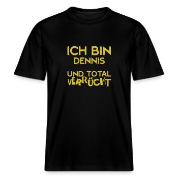 Dennis Dennis -  RELAXED FIT Unisex Organic T-Shirt - Schwarz - Vorne - Alina (178cm) & Michal (187cm)