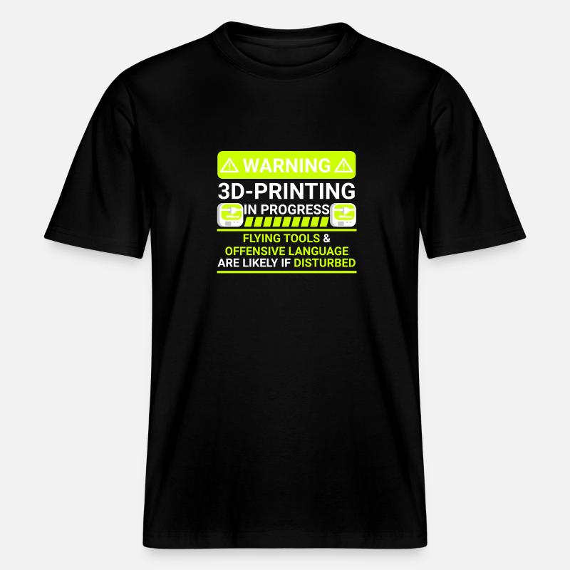 warning 3d printing in progress - RELAXED FIT Unisex Organic T-Shirt - Schwarz