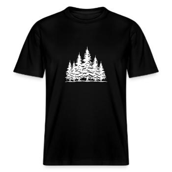 Arbres forestiers -  T-shirt unisexe RELAXED FIT en coton bio - noir - Devant - Alina (178cm) & Michal (187cm)