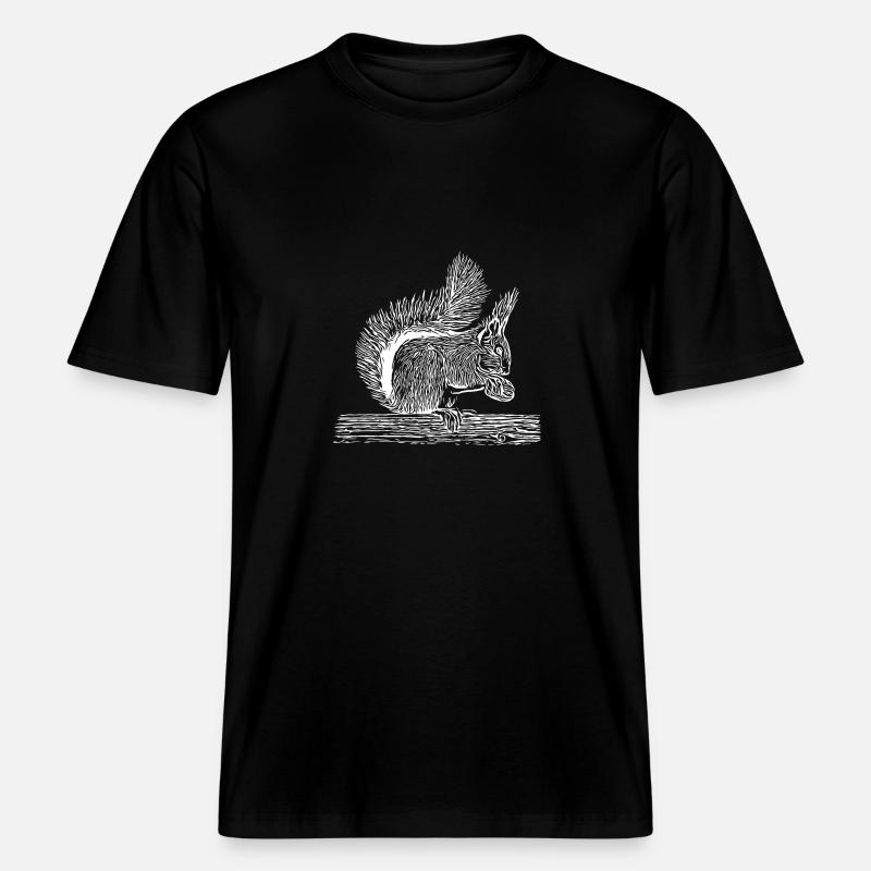 Süßes Eichhörnchen mit Nuss -  RELAXED FIT Unisex Organic T-Shirt - Schwarz