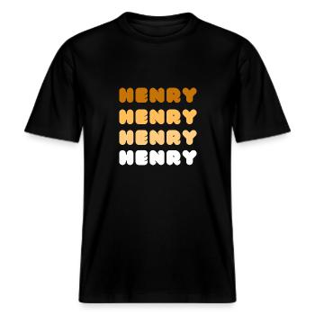 Henry Vorname -  RELAXED FIT Unisex Organic T-Shirt - Schwarz - Vorne - Alina (178cm) & Michal (187cm)