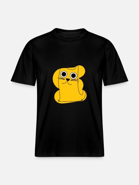 Yellow Cat -  RELAXED FIT Unisex Organic T-Shirt - black