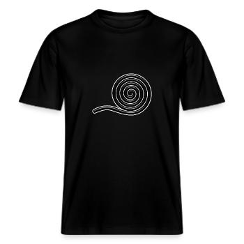 Lakritz Schnecke - Nascherei - Lakritze -  RELAXED FIT Unisex Organic T-Shirt - Schwarz - Vorne - Alina (178cm) & Michal (187cm)