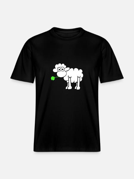 Sheep with clover - RELAXED FIT Unisex Organic T-Shirt - black