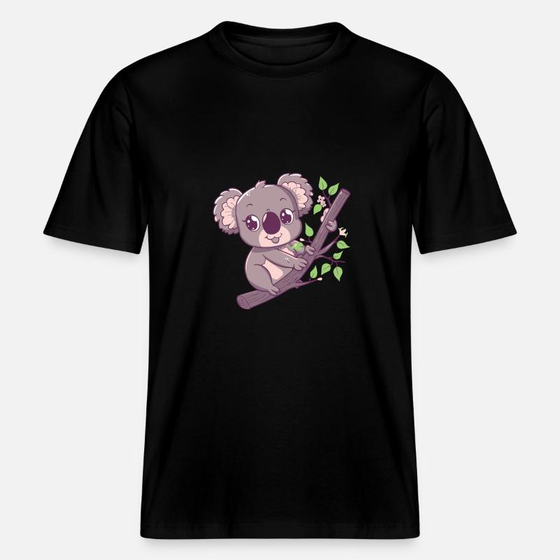 Koala heureux ours koala - T-shirt unisexe RELAXED FIT en coton bio - noir