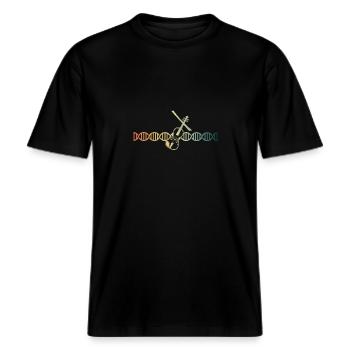 Geige Violine DNA DNS im Blut -  RELAXED FIT Unisex Organic T-Shirt - Schwarz - Vorne - Alina (178cm) & Michal (187cm)