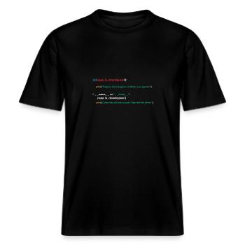 Code du programme Papa développeur -  T-shirt unisexe RELAXED FIT en coton bio - noir - Devant - Alina (178cm) & Michal (187cm)