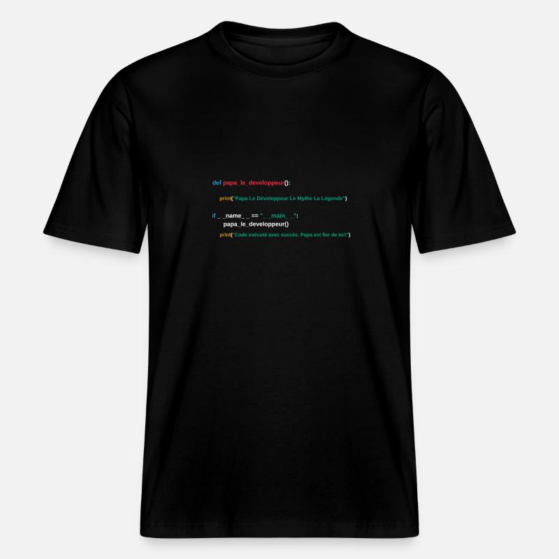 Code du programme Papa développeur -  T-shirt unisexe RELAXED FIT en coton bio - noir
