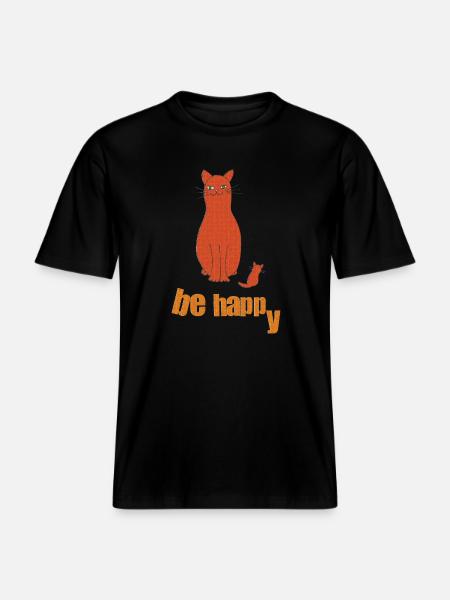 cat be happy -  RELAXED FIT Unisex Organic T-Shirt - black