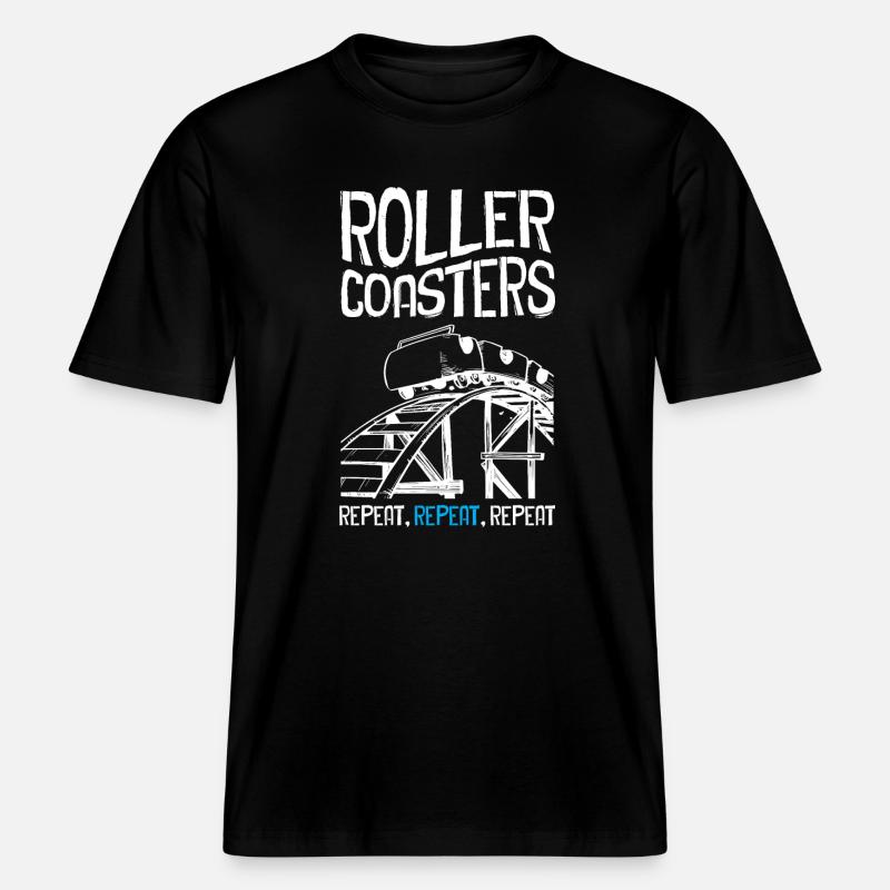 Roller Coaster Repeat -  RELAXED FIT Unisex Organic T-Shirt - Schwarz