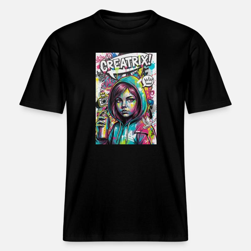 Farbexplosion Graffiti Heldin - RELAXED FIT Unisex Organic T-Shirt - Schwarz