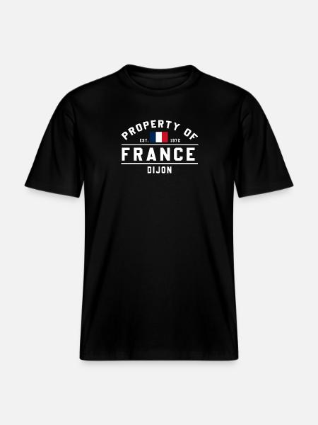French Flag Graphic Dijon Logo -  RELAXED FIT Unisex Organic T-Shirt - black