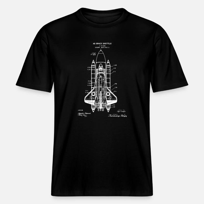 Plan de la navette spatiale -  T-shirt unisexe RELAXED FIT en coton bio - noir