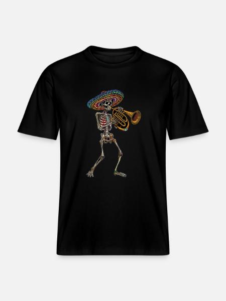 Tuba Mexican Skeleton -  RELAXED FIT Unisex Organic T-Shirt - black