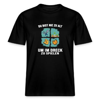 Garten Gärtner Gartenarbeit "im Dreck spielen" -  RELAXED FIT Unisex Organic T-Shirt - Schwarz - Vorne - Alina (178cm) & Michal (187cm)