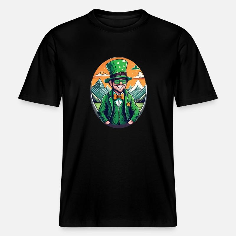 Lutin Trèfle de la Saint-Patrick - T-shirt unisexe RELAXED FIT en coton bio - noir