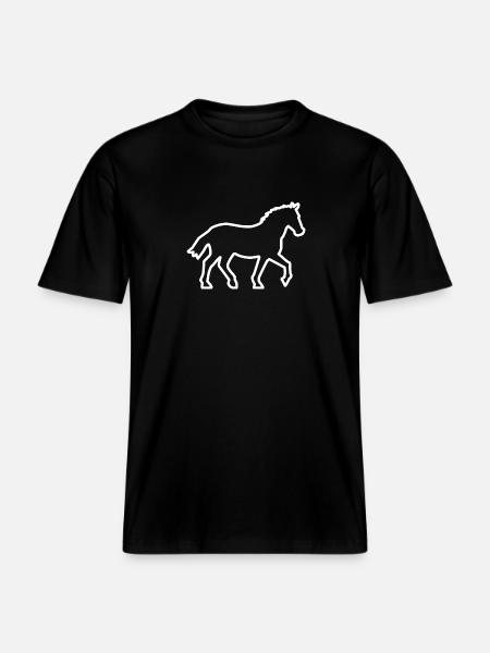 Pferd / Hest - Kontur hvid -  Økologisk unisex T-shirt RELAXED FIT - sort