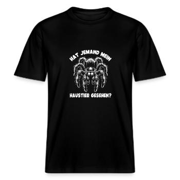 Vogelspinne mein Haustier lustiger Spinnenspruch -  RELAXED FIT Unisex Organic T-Shirt - Schwarz - Vorne - Alina (178cm) & Michal (187cm)