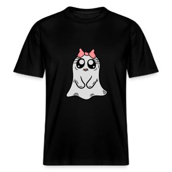 Little sweet ghost girl -  RELAXED FIT Unisex Organic T-Shirt - black - Front - Alina (178cm) & Michal (187cm)