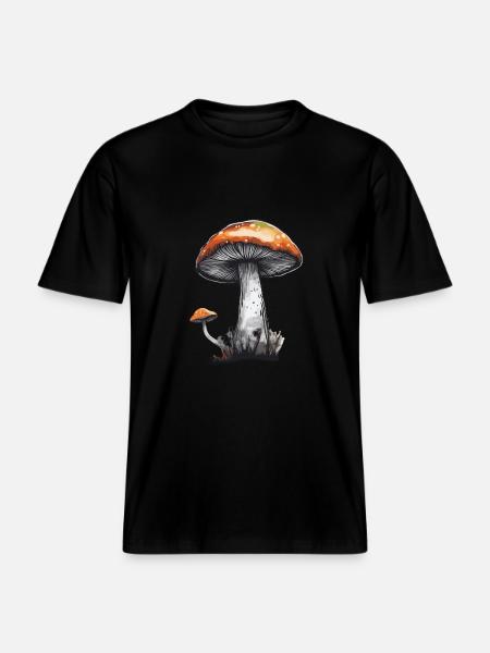 Sieni, Porcini-sieni, Luonto, Syksy, Kantarelli -  RELAXED FIT Unisex Luomu T-paita - musta