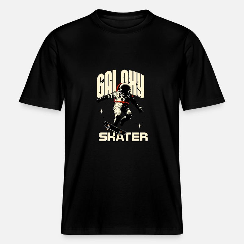 Patineur Galaxy dans l’espace -  T-shirt unisexe RELAXED FIT en coton bio - noir