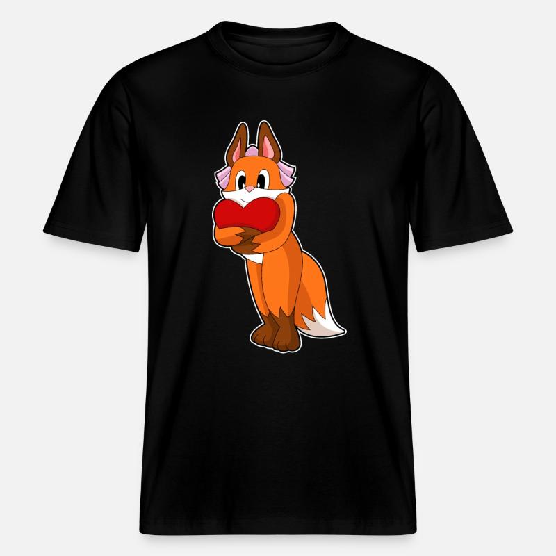 Mariage Fox Bride Heart -  T-shirt unisexe RELAXED FIT en coton bio - noir