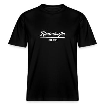 Kinderärztin 2024 Studium Fachärztin Ausbildung -  RELAXED FIT Unisex Organic T-Shirt - Schwarz - Vorne - Alina (178cm) & Michal (187cm)